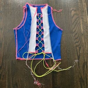 Neon lace up tank
